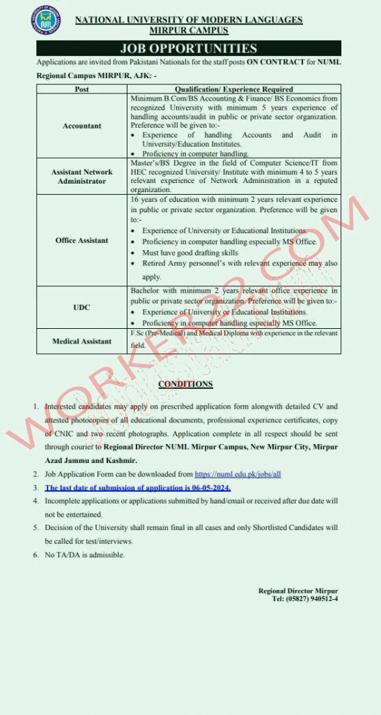 National University of Modern Languages NUML Jobs Availabale in April 2024